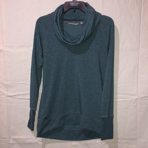 [ATHLETA] Funnel Cowl Neck Blue Pullover Sweater Sweatshirt - Picture 1 of 10